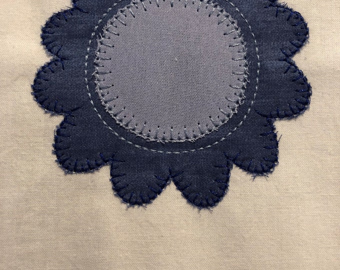 Embroidery Design of E Stitch Applique Flower 4x4 and 5x7 Hoop sizes