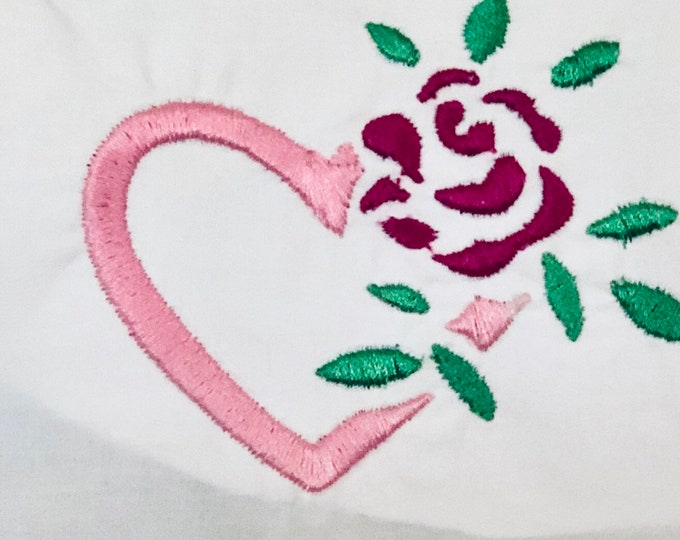 Embroidery Design of Rose Heart Satin