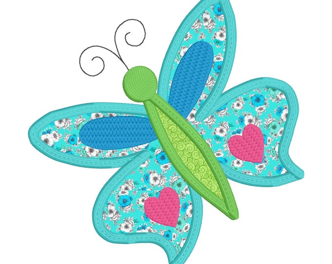 Embroidery Design of Applique Wavy Butterfly 3 different sizes