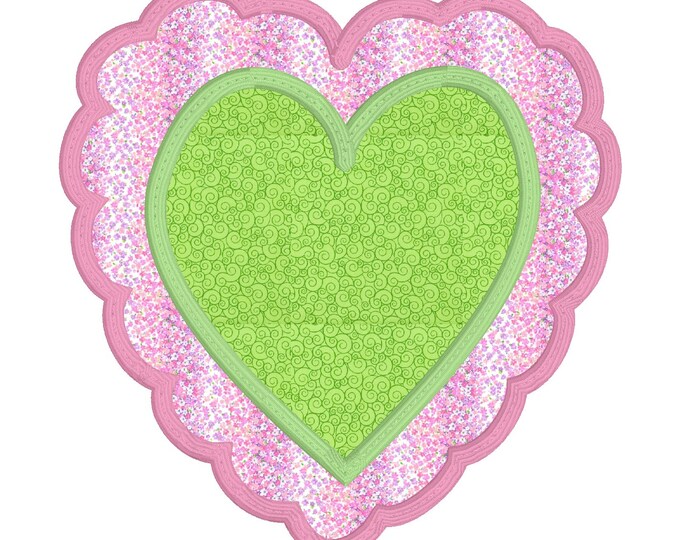 Heart Scalloped Appliqué Embroidery Design