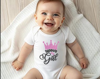 Daddy’s Girl Baby Onesie® – Pink Crown Baby Bodysuit | Cute Baby Shower Gift for Girls | Infant Girl Outfit | Newborn Coming Home Outfit