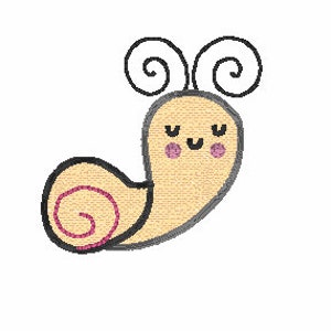 Puede incluir: Un caracol de dibujos animados con una concha amarilla y mejillas rosadas. El caracol tiene dos pequeñas antenas rizadas y una expresión feliz.
