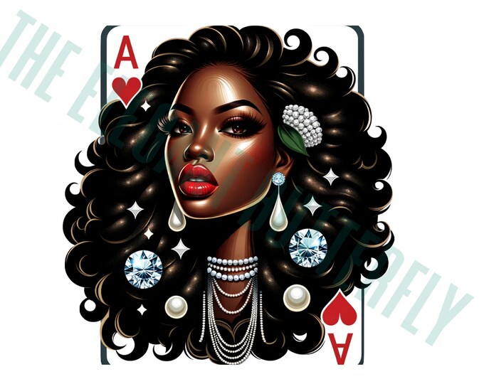 African American Exquisite Diamonds & Pearls Ace Card - Digital PNG File