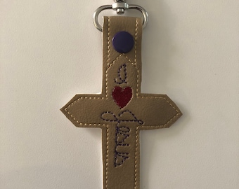 I Love Jesus Cross Snap Tab Embroidery Files