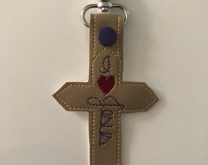 I Love Jesus Cross Snap Tab Embroidery Files