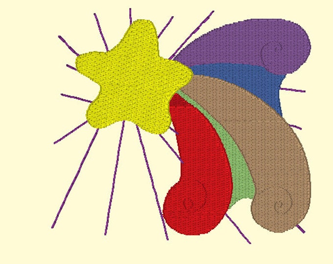Embroidery Design of Star and Rainbow