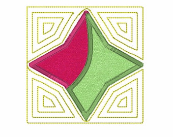 Four Star Applique Quilt Embroidery Design
