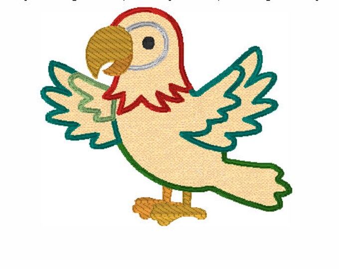 Embroidery Design of Happy Parrot Applique