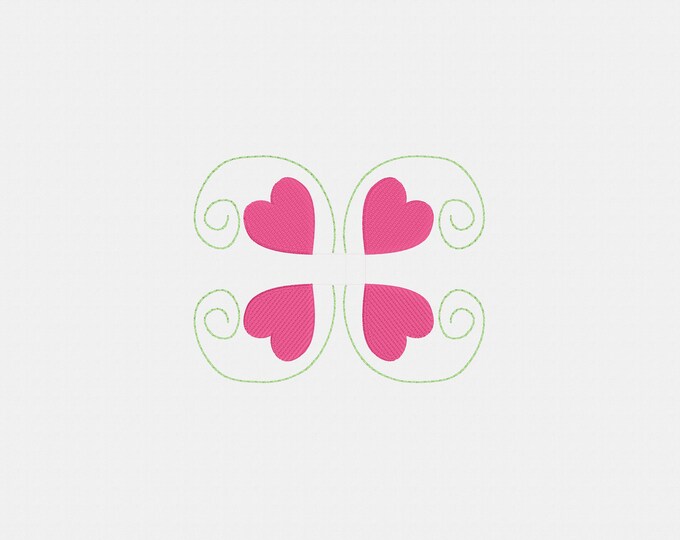Embroidery Design of Mirrored Hearts