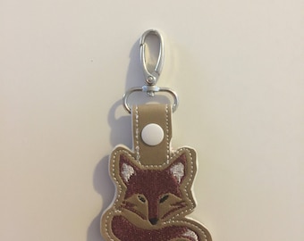 Fox Head Snap Tab In the Hoop Embroidery Design (Digital Download)