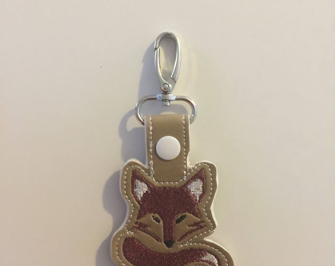 Fox Head and Tail Snap Tab In the Hoop Embroidery Design,In the Hoop Embroidery Designs,Fox in the hoop Snap Tab,Snap Tab Key Fobs