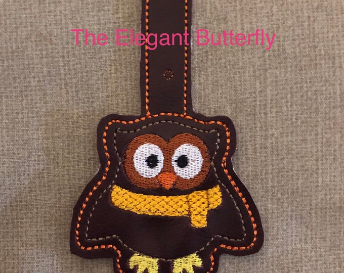 In the Hoop Fall Owl snap tab