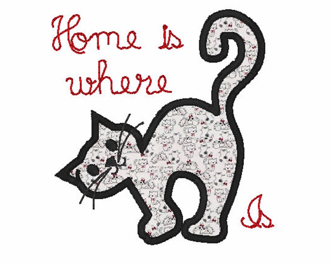 Embroidery Design of Home is where cat is