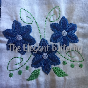 Embroidery Design of Stem Swirl Flowers