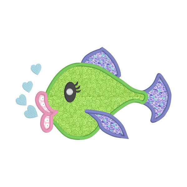 Kissing  fish Design For Machine Embroidery INSTANT Download,Fish Applique, Fish Embroidery