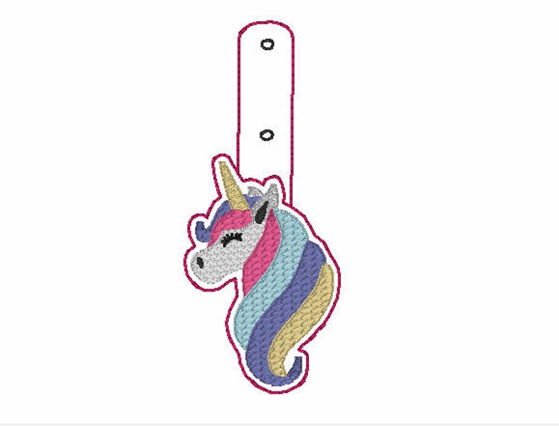 UniCorn Snap Tab Embroidery Design,In the Hoop Snap Tab,Key Fob Embroidery Designs,In the hoop Key Fobs,Embroidery Designs,UniCorn Designs