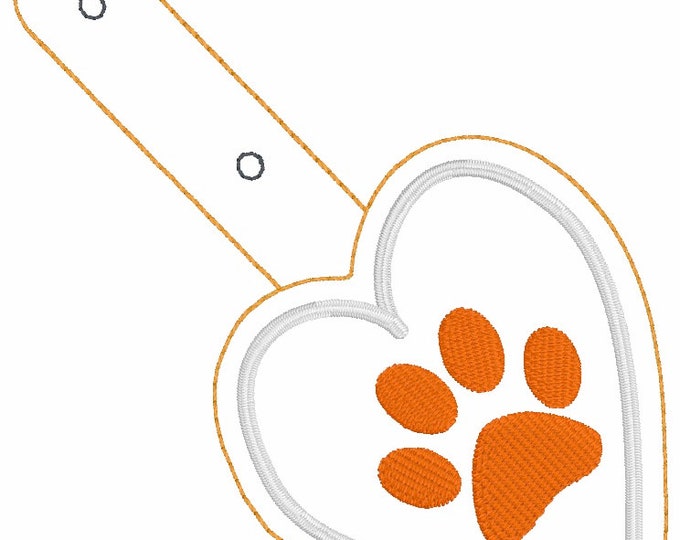 Paw snap tab Embroidery Design