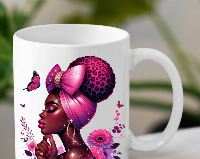 Vibrant African Queen Mug | Bold and Beautiful Afrocentric Coffee Cup