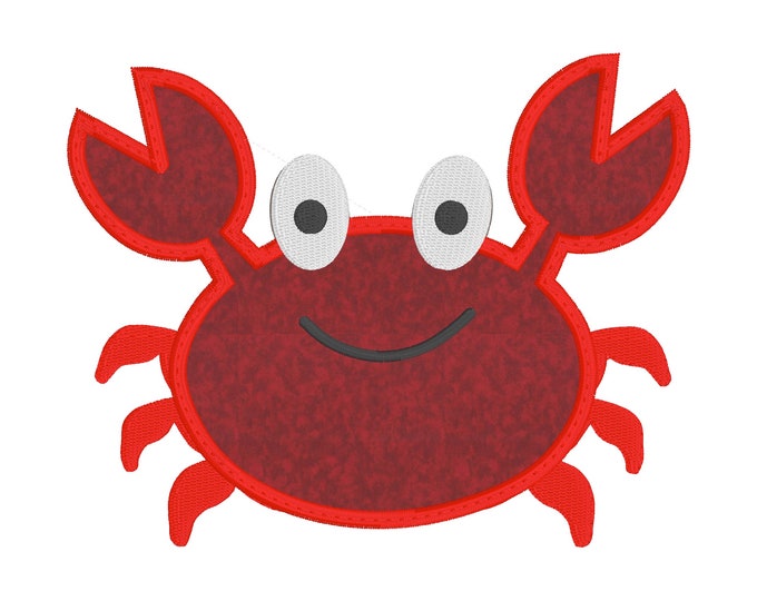 Crab Summer Beach Machine Applique Embroidery Design,Crab Applique Embroidery,Crab Machine Applique