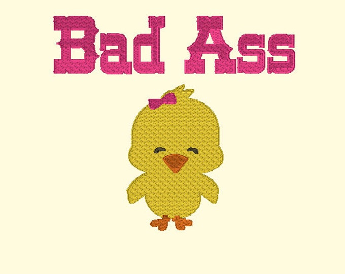 Embroidery Design of Bad Ass Chick  ,Chick Embroidery