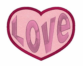 Borduurontwerp van Heart Stretched Love-appliqué