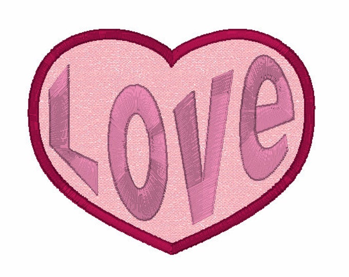 Embroidery Design of Heart Stretched Love Appliqué