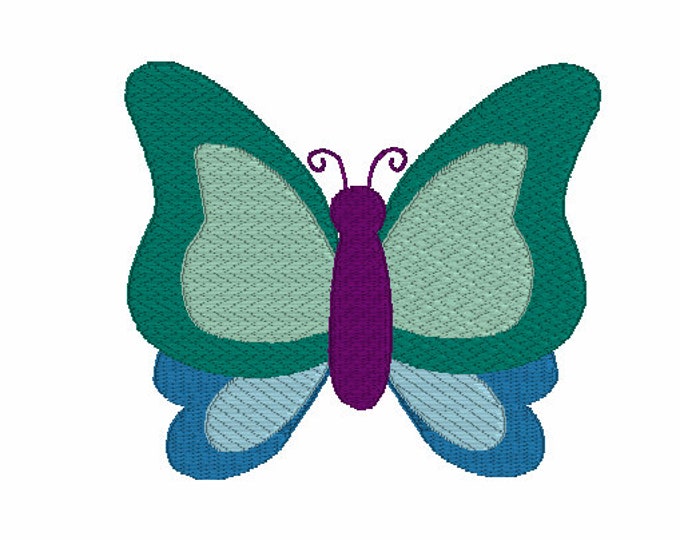 Embroidery Design of Colorful Contour and Filled textured Butterfly