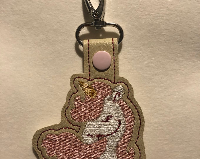 Pink Hair UniCorn Snap Tab Embroidery In the Hoop Design,UniCorn Snap Tabs,Snap Tab Key Fobs,In the Hoop Embroidery Designs,In the Hoop
