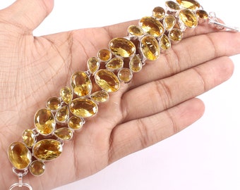 Handmade Citrine Silver Plated Bracelet: Designer Jewelry