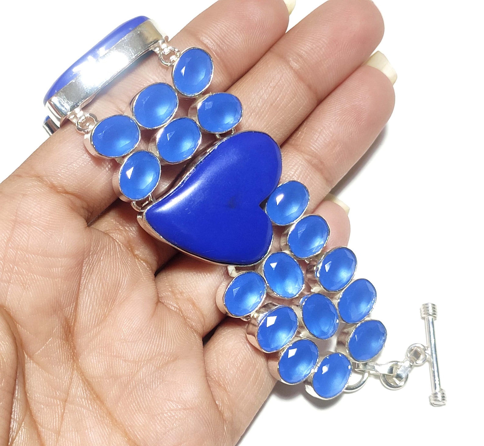 Blue Onyx 925 Sterling Silver Bracelet Fashion Jewelry Etsy