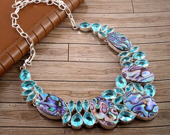 Pratik-Jewel Rainbow Abalone Shell 925 Sterling Silver Plated Handmade Jewelry Necklaces 23 Gm AD1 Pratik-Jewel Rainbow Abalone Shell 925 Sterling Silver Plated Handmade Jewelry Necklaces 23 Gm AD1