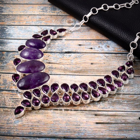 Collante En Argent Plaqué Avec Une Jolie Améthyste Violette - Bijou Pour Femme, Pierre Naturelle, Chaîne élégante
