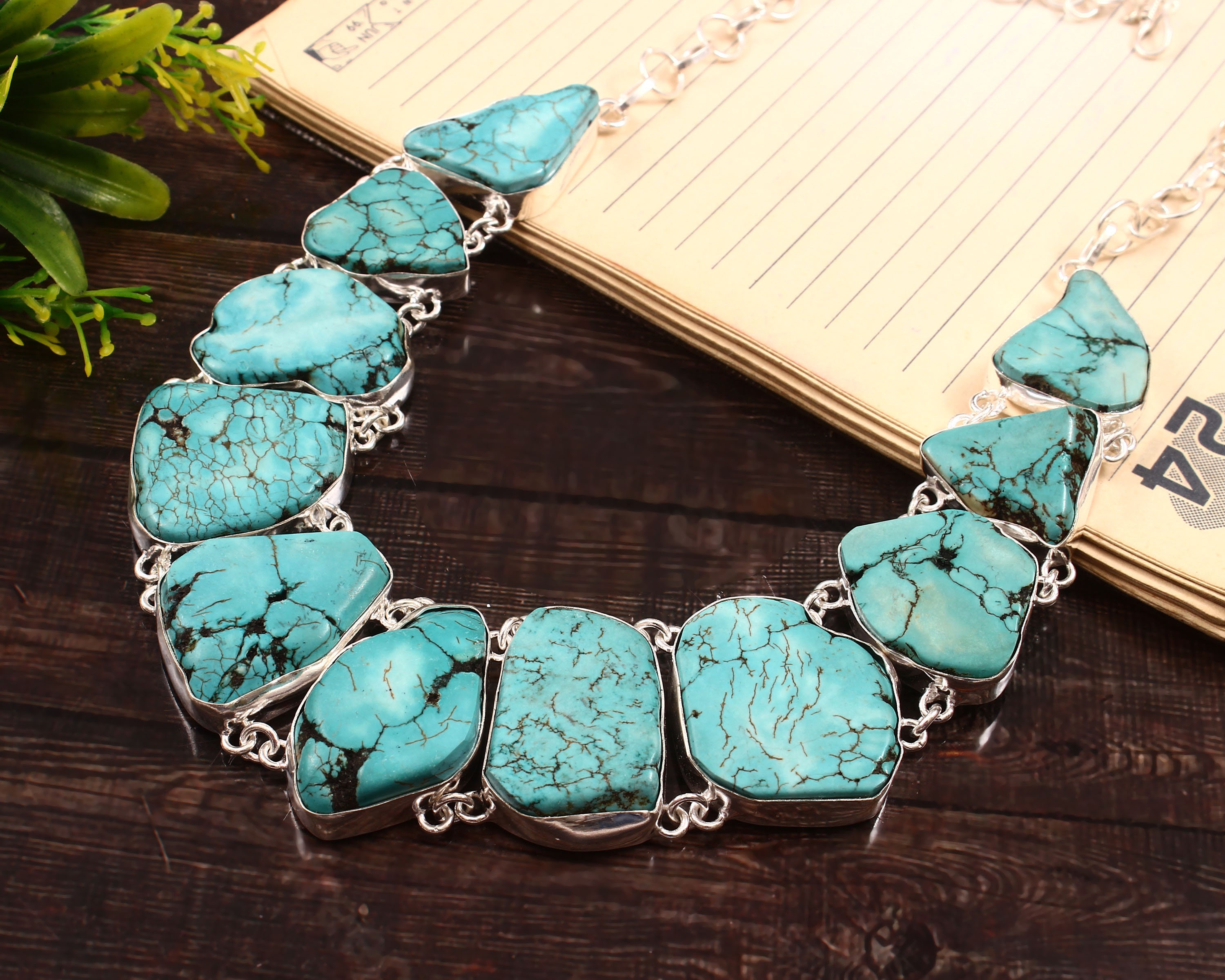 Raw Turquoise Stone Necklace: Silver Plated, Unusual Shape - Etsy