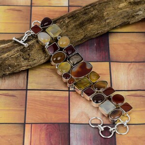 Shaded Botswana Agate Bracelet, Silver Plated Jewelry, Handcrafted Designer Jewelry