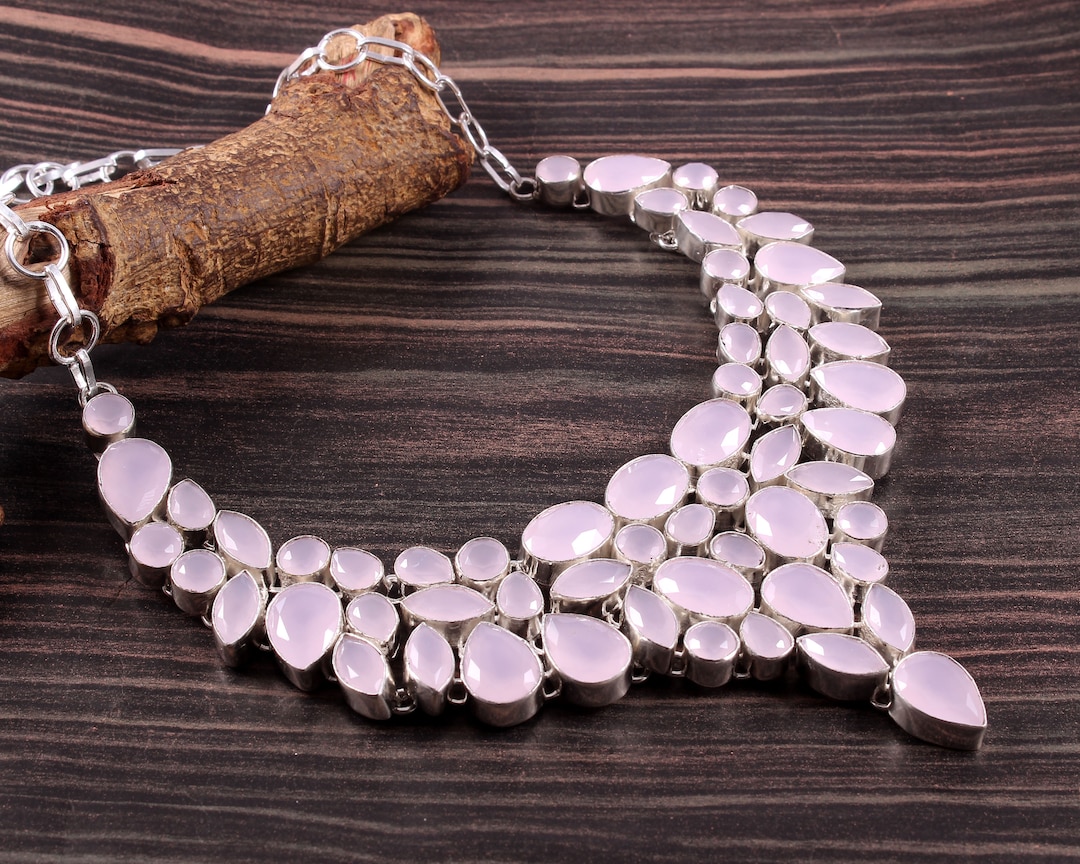 Collier Multi-rangs Robert Rose QVC - Perles Roses Facettées - Longueur Ajustable - Occasion