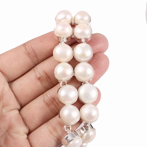 925 sterling Silver White Pearl Gemstone Bracelet, Pearl Bracelet, Pearl Jewelry, Silver Pearl Bracelet, Fresh Water Pearl