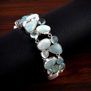 Pop Horn Topaz, Aquamarine, and Zebu Horn Bracelet main image 0