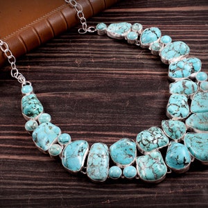 Turquoise Unusual Shape Gemstone 925 Silver Plated Necklace Jewelry, Unique designer Necklace Jewelry