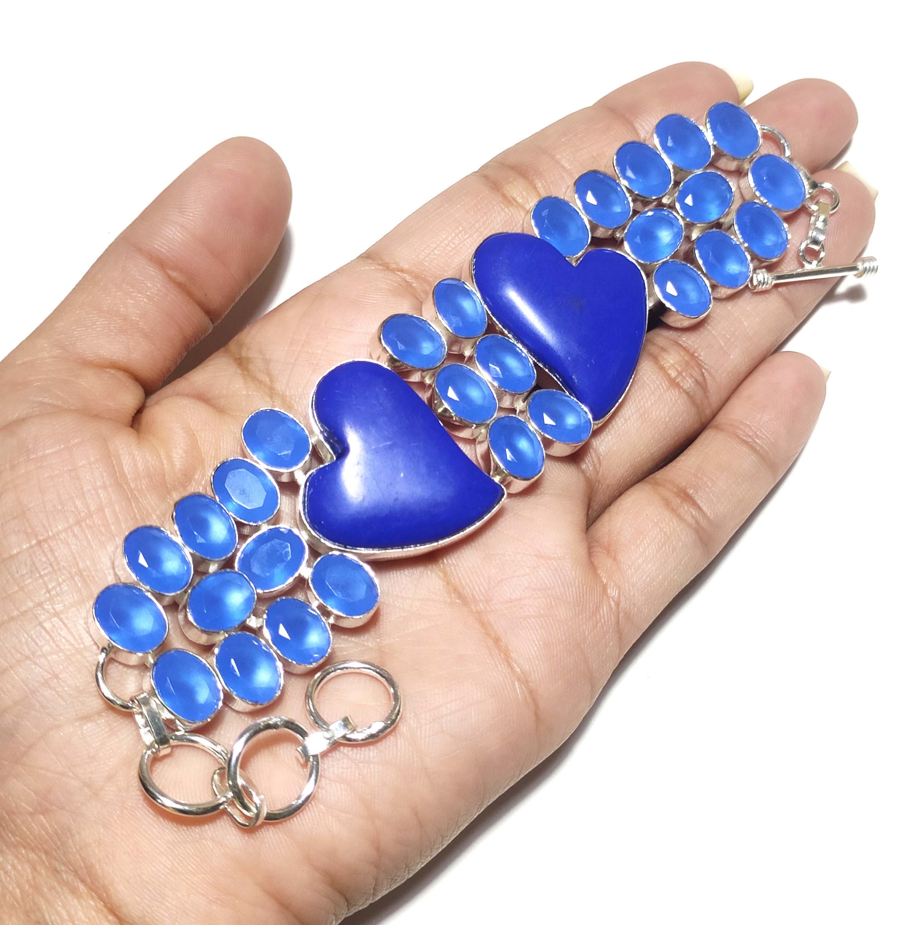 Blue Onyx 925 Sterling Silver Bracelet Fashion Jewelry Etsy