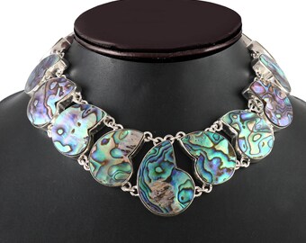 Abalone Shell Gemstone 925 Silver plated Necklace, Unique Necklace Jewelry