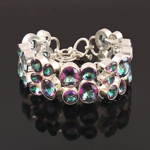 Mystic Topaz  925 Silver plated Bracelet , Unique  Designer Jewelry, Gift Jewelry