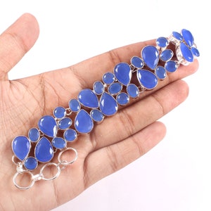 Blue Chalcedony Silver plated Bracelet Jewelry