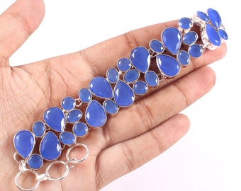 Blue Chalcedony Silver plated Bracelet Jewelry