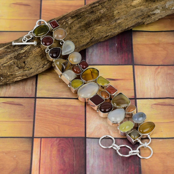 Shaded Botswana Agate Bracelet, Silver Plated Jewelry, Handcrafted Designer Jewelry