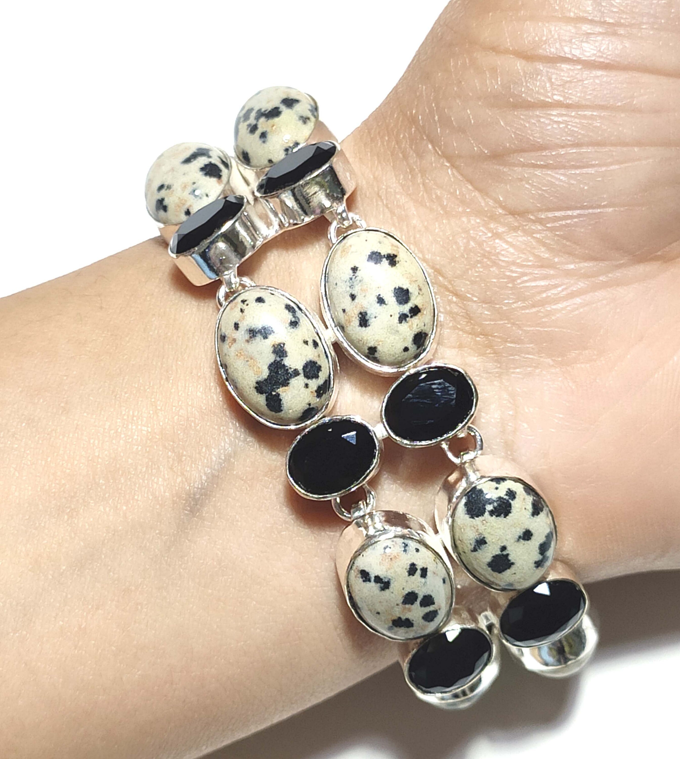 ダルメシアンジャスパー ブラックオニキス 925 シルバーメッキ