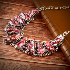 Biwa Pearl 925 Silver plated Necklace Jewelry, Designer Necklace,  Wedding Jewelry