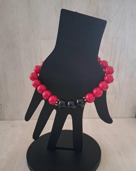 Red and Black Beaded Bracelet.