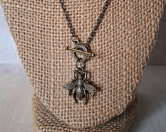 Honey Bee Pendant Necklace, Bronze Bee Jewelry, Gardeners Gift