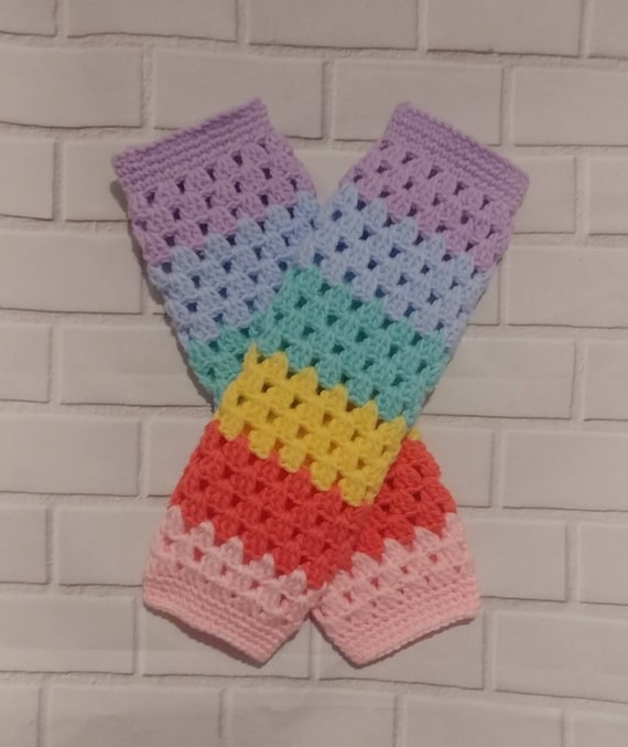 Pastel Rainbow Leg Warmers. All sizes.