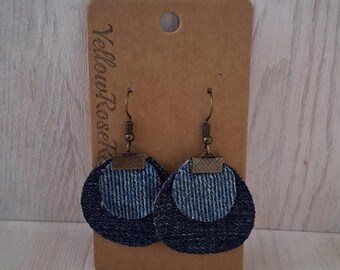 Denim Circle Earrings